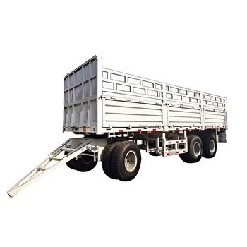 Farm 2-Axles Flat Platform Fence Drawbar Full Trailer With Ladder