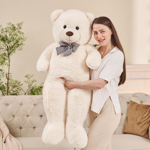 Misscindy Géant Teddy Bear Plush animaux fourrés pour la petite amie ou les enfants 47 pouces, (Blanc)