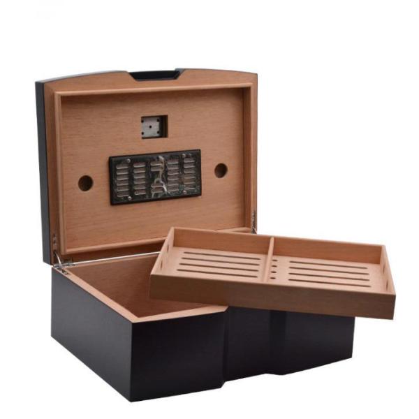 Two Layer Wood Cigar Box Humidor High Precision Hygrometer SGS Certified Large Capacity