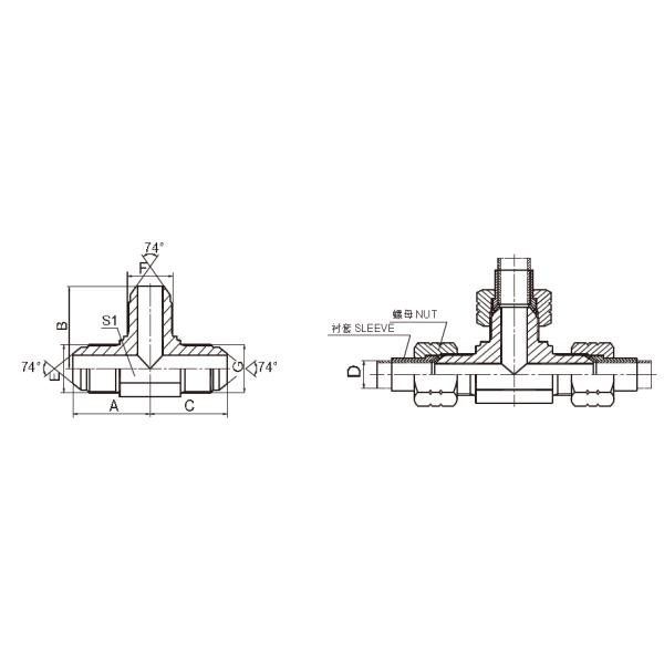 Sae J514 Hydraulic Hose Tee Fittings  / Jic Tube Fittings Forged Technics