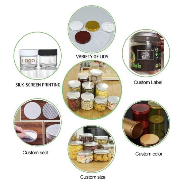 Нет утечки 250 мл 350 мл пластиковая банка для печенья и конфеты с алюминиевой крышкой