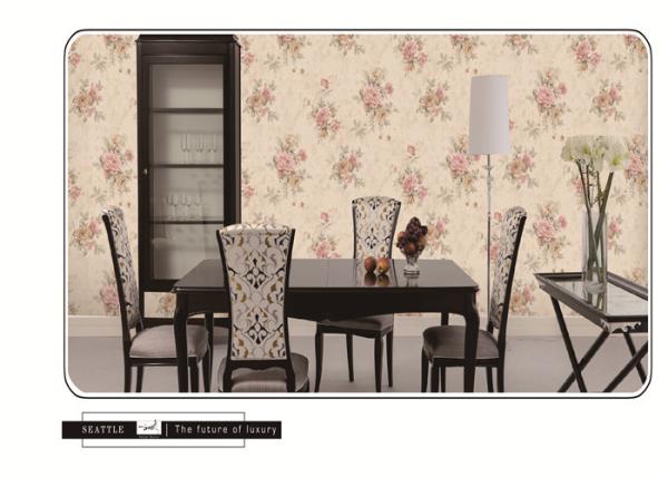 2018 latest design European flower design PVC wallpaper washable waterproof