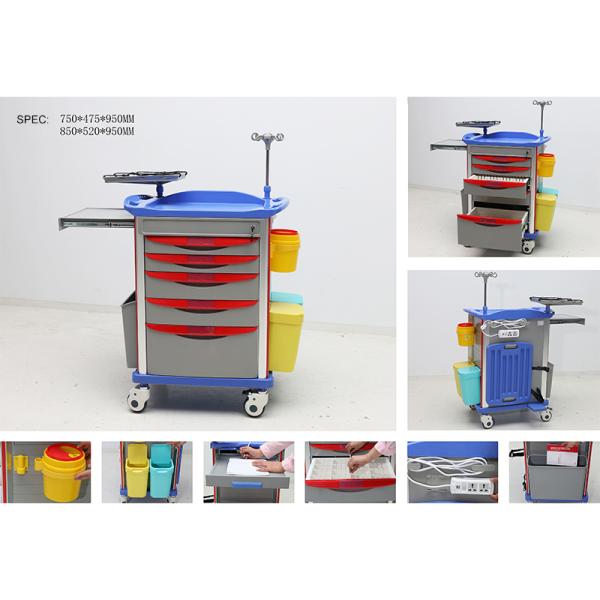 MN-EC003  High Quality Medical Emergency Medicine Trolley Cart With Wheels
