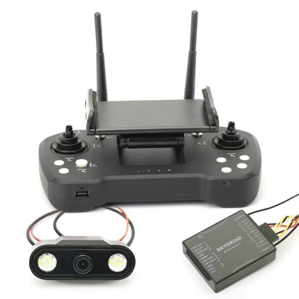 T12 Professional Drone Accessories 12-Channel Remote Control 4-in-1 20km Digital Map Transmission Three-Body Camera for Skydroid