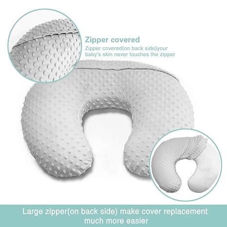 2 Pack Nursing Pillow Cover Set，Grey&Pink Breastfeeding Pillow Slipcover Fits Naked Nursing Pillow