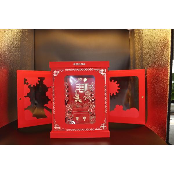 Lighting Wine Packing Boxes Double Door Slide Opening Greyboard EPE Foam Material