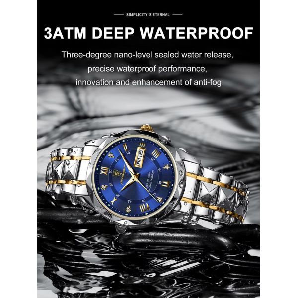 Waterproof Men's Quartz Watch with Luminous Hands and Date Display | Stainless Steel Strap, Water-Resistant - ShenZhen Wholesaler