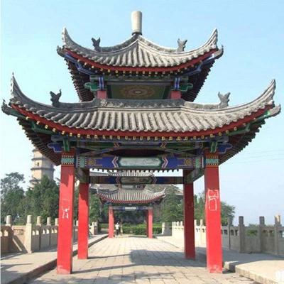 Unglazed Temple Chinese Clay Roof Tiles Decorations Temple Old Pergola
