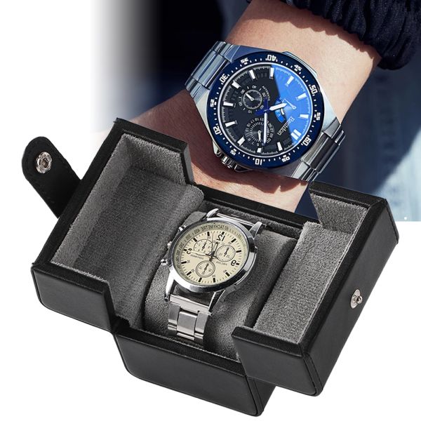 Custom Color Travel Watch Box Soft Microfiber Lining Genuine Leather Watch Case