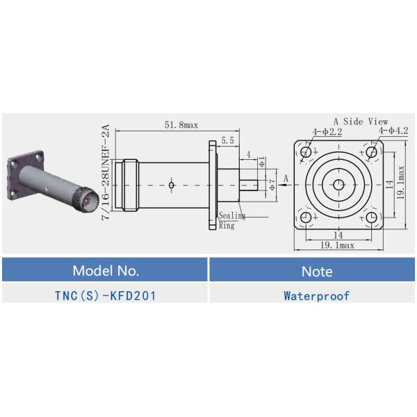 TNC Female Waterproof 4 Hole Flange PCB Mount RF Connector Excellent Signal Transmission