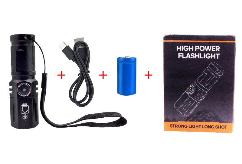 New Model High-Intensity LED White Laser Zoom Rechargeable Outdoor Emergency Light Mini Flashlight