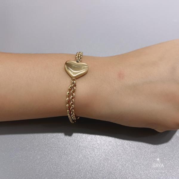 Niche Luxury Brand Jewelry 24k Gold Heart shape Bracelet Valentine's Day present
