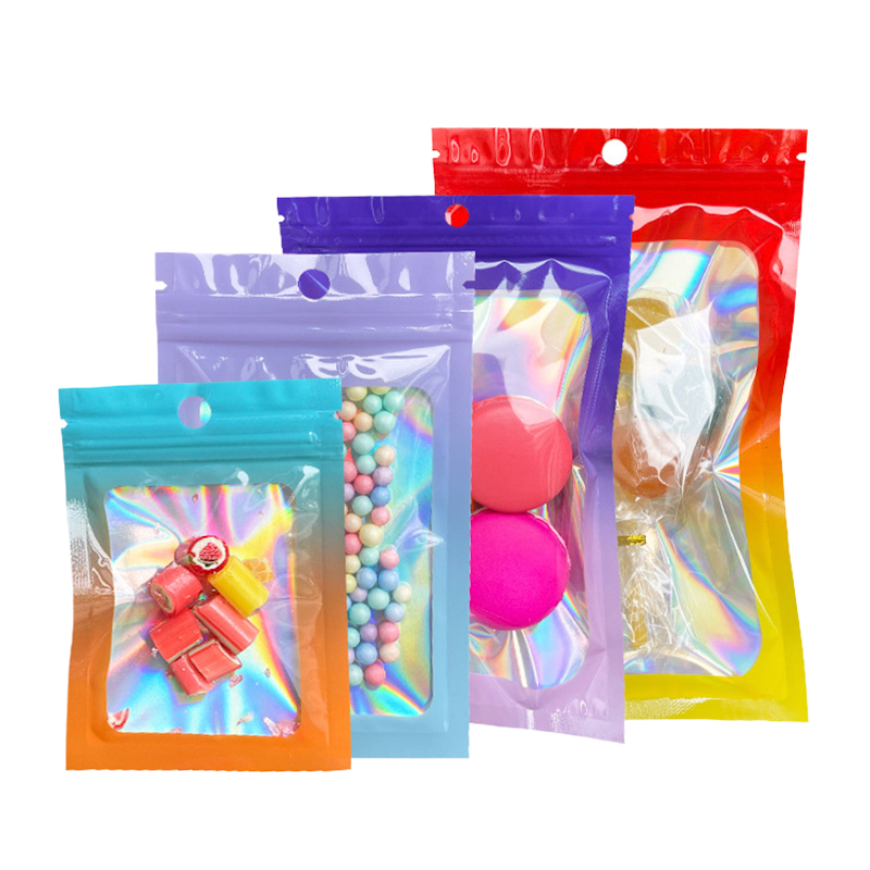 Wholesale Price Reusable Holographic Zip Gravure Printed Transparent Plastic Bags Aluminum Foil Bag