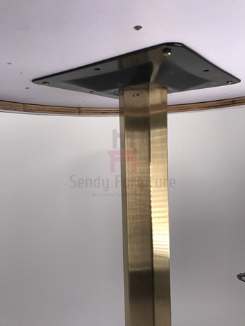 Round Shape Wood Grain Plywood with Golden Seam Dining Table