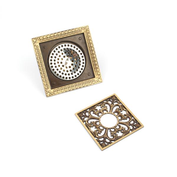 5 Inches Antique Bronze Anti-Clogging Square Brass Bathroom Floor Drain for Basin Use Removable Cover Shower Washing Machine