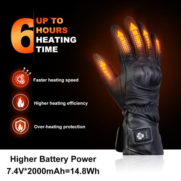 Перчатки 7.4V 12V 2200 Unisex топления электрические перезаряжаемые 2600 3000Mah