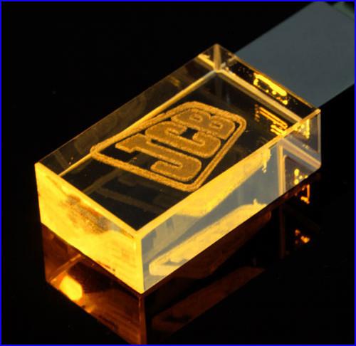Vivid 3D Laser Logo inside Crystal 8GB USB Flash Memory Metal UDP Chip Body