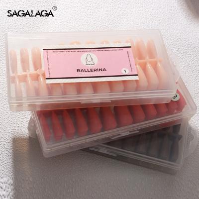 Extra Long Sculpted Full Cover Soft Gel Ballerina Nail Tips Nude Color French Jelly Gel 100% ABS