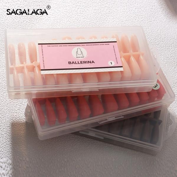 Extra Long Sculpted Full Cover Soft Gel Ballerina Nail Tips Nude Color French Jelly Gel 100% ABS
