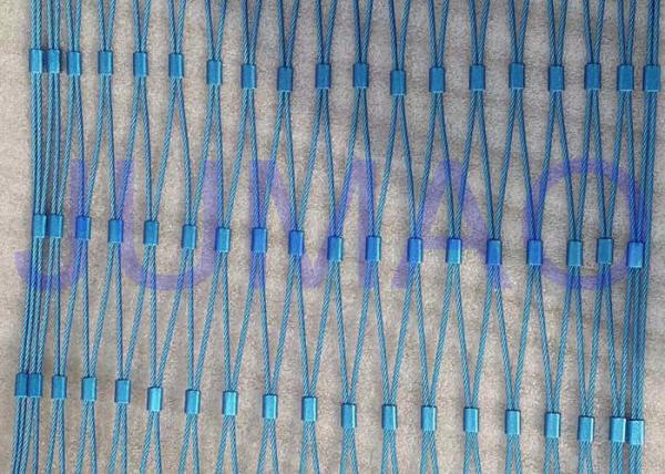 Blue Flexible Stainless Steel Cable Net , Soft Stainless Steel Rope Mesh