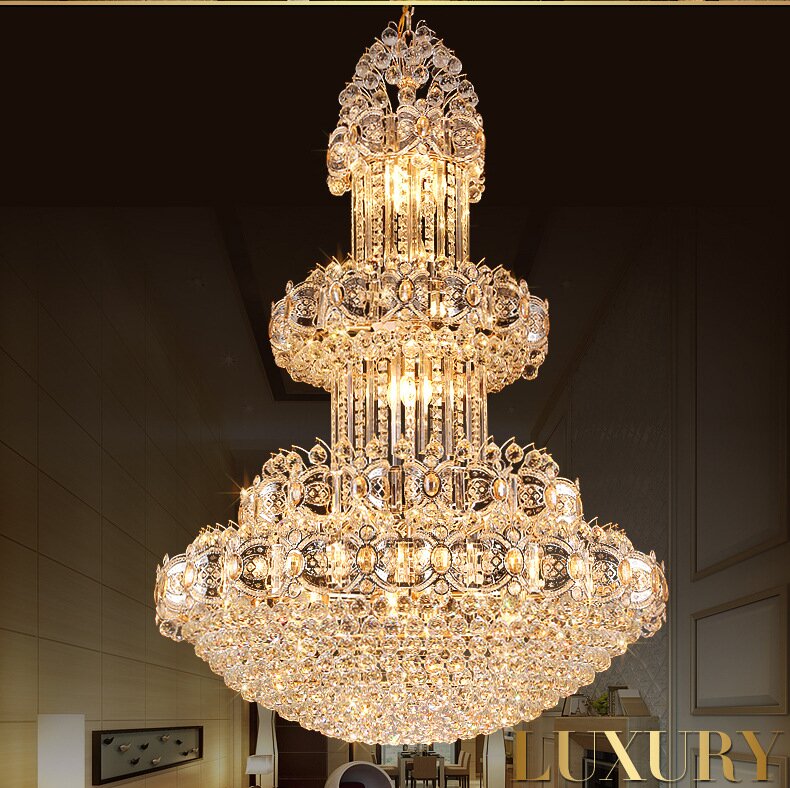 Huge Crystal Ball Ceiling Lamp Villa Hotel Living Room Luxury Chandelier