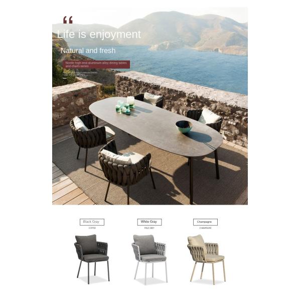 Leisure Patio Furniture Set With European Style PE Rattan Armchairs And Aluminium Table