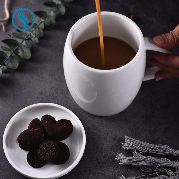 Savall Bright White Coffee Plain Porcelain Mugs 550ml 10.4cm*8.5cm