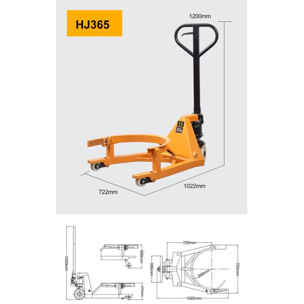 Sinolift HJ365 hand hydraulic 55 gallon oil drum pallet truck