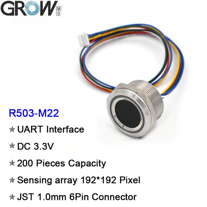 GROW R503-M22 DC3.3V 200 Кapacity Round RGB Ring Indicator LED Control Capacitive Fingerprint Module Sensor Scanner