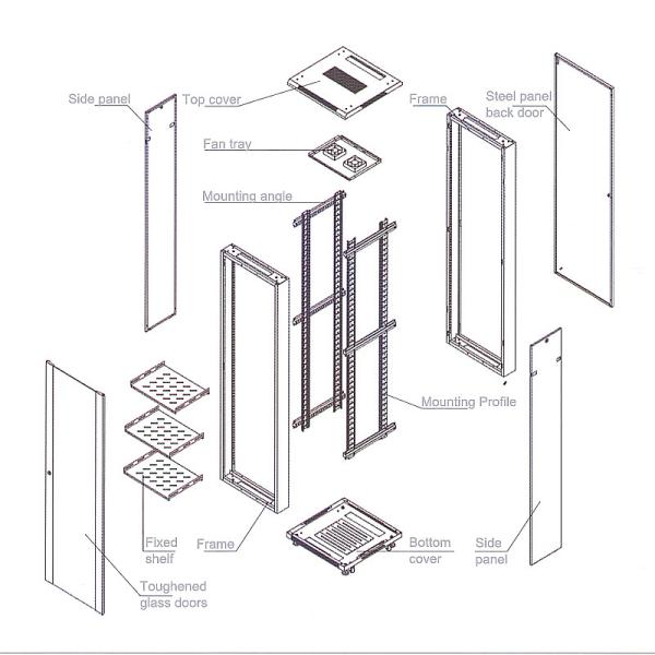 Communication Locking Network Cabinet 19 Inch 600mm * 600mm * 27U Fireproof