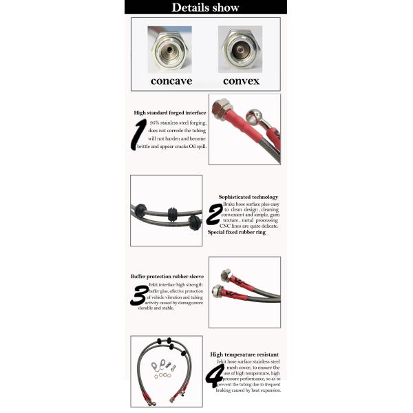 рот ТОЙОТА NISSAN тормозного рукава тефлона 55cm стальной заплетенный выпуклый