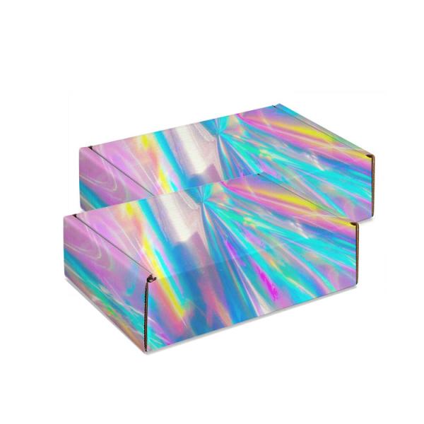 Custom Clothes Grey Purple Red Pink Blue Holographic Packaging Mailerbox Mailer Mailing Box Shipping Corrugated Paper Bo