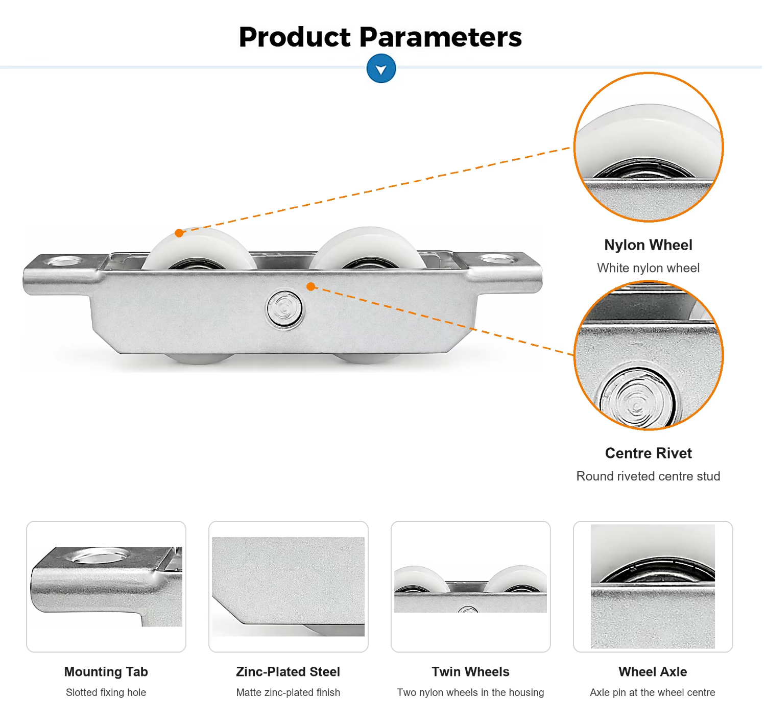 Window and Door Roller with Nylon POM Wheels for Smooth Rolling Sliding Door Window Hardware Replacement