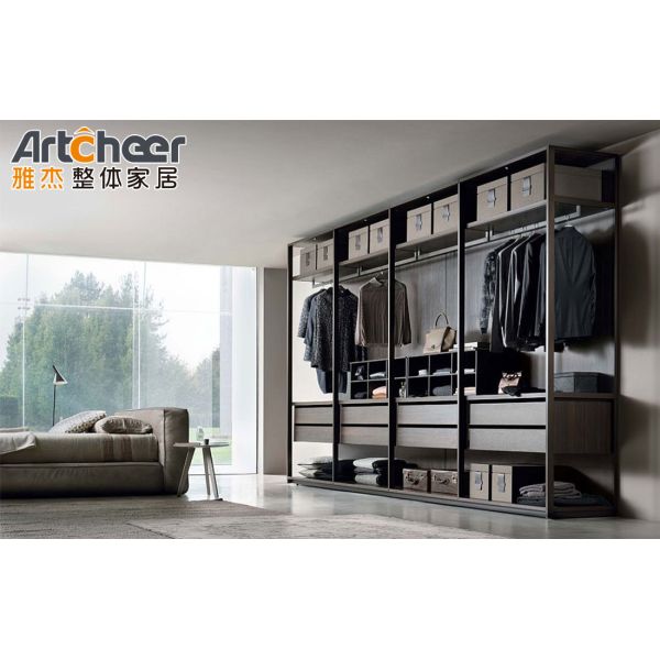 Modern Design Walk In Wardrobe with Frosted Glass Door and Customized Size