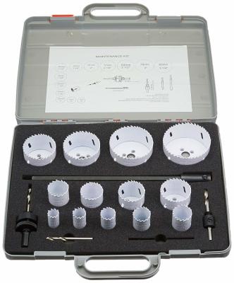 Multi - Size Bi Metal Hole Saw Cutter Kit With Speed Slot 18 Pcs ABS Carrying Case