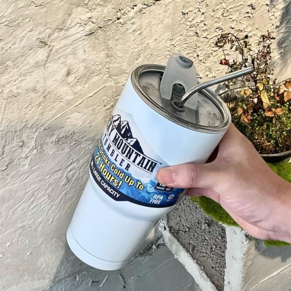 Magic Mountain Tumbler avec couvercle et paille, 30 oz en acier inoxydable en vrac, double paroi à vide isolation tasse de café pour les boissons froides et chaudes, voyage thermique Tumblers tasse