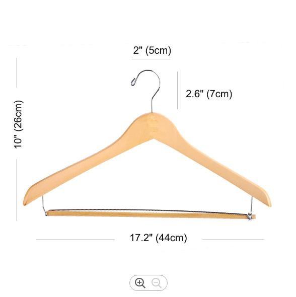SGS Wooden Suit Hangers With Locking Bar , 1.25cm Wide Shoulder Wooden Coat Hangers