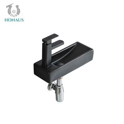 Modern Rectangle Bathroom Wall Hung Basin Matte Black 380*145*80mm