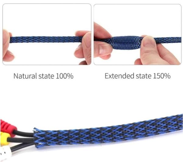 Chama trançada expansível da luva do ANIMAL DE ESTIMAÇÃO preto e azul - abrasão retardadora resistente