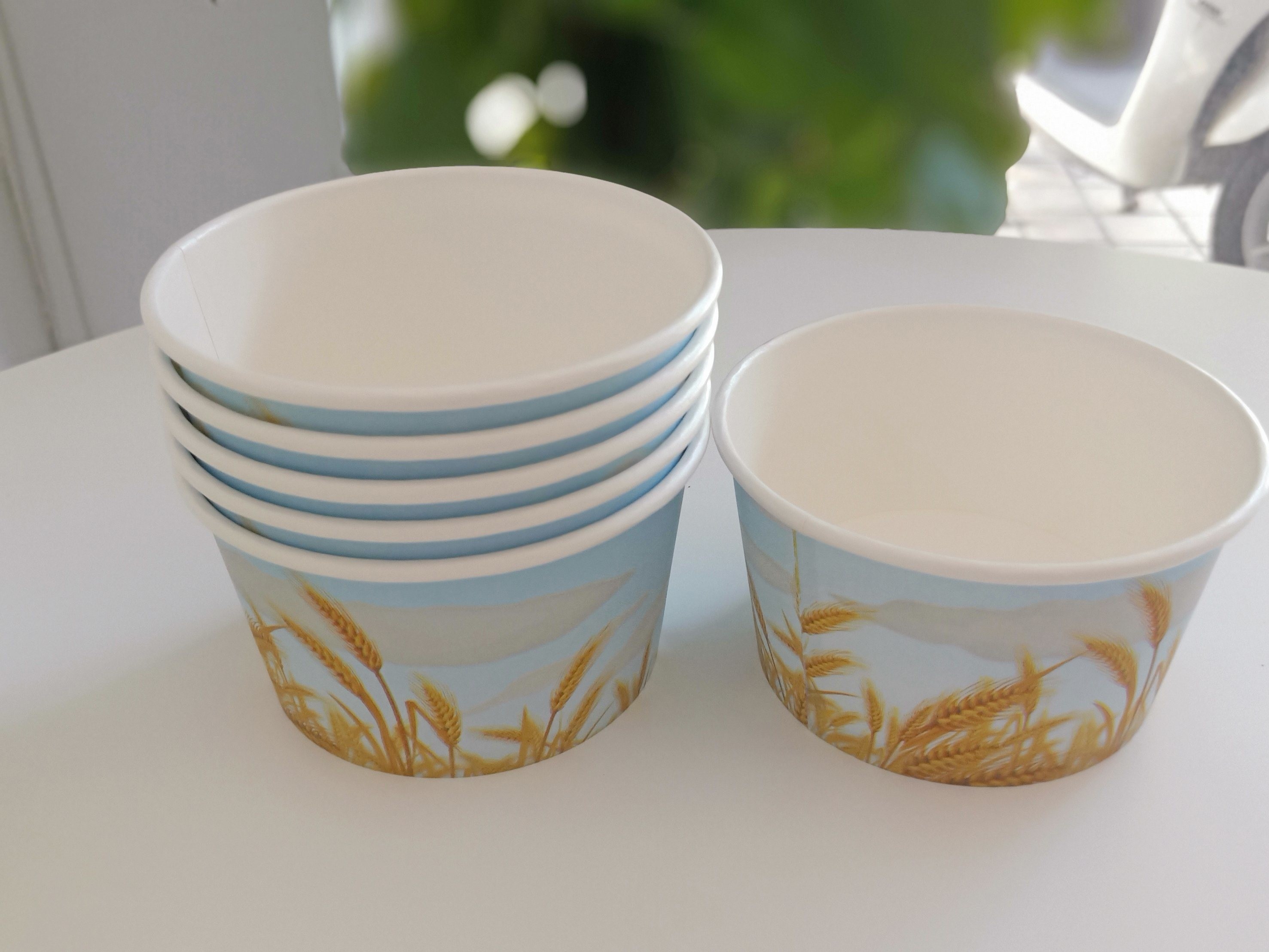 400-1800ml Round Paper Container Without PE Coated Bamboo Wood Material Plastic Free