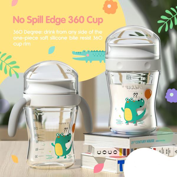 Wide Neck Infant Water Sipper Age 7 - 12 Years Baby No Spill Water Cup With Straw