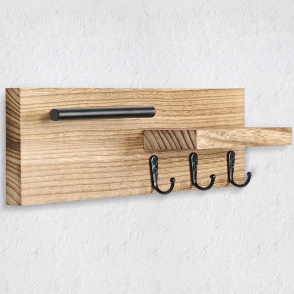 Multifunction Wooden Key Hanger with Shelf and Hooks A Space-Saving Solution