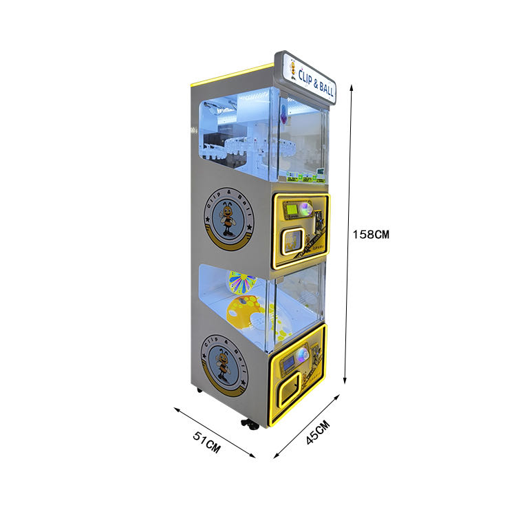 Clip and Ball 2-in-1 Machine, 45mm Capsule & Lollipop for Mall Arcade