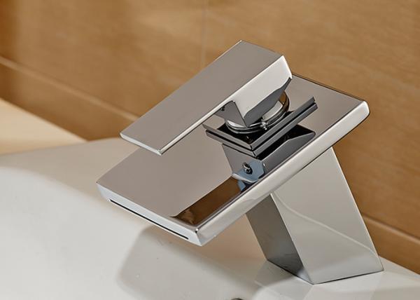 Square Waterfall Spout Contemporary Bathroom Faucets ROVATE Single Zinc Handle
