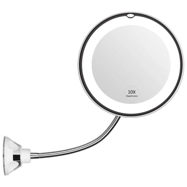 Flexible Gooseneck 10x Magnifying LED Lighted Makeup Mirror with lamp(WH-MR-110)