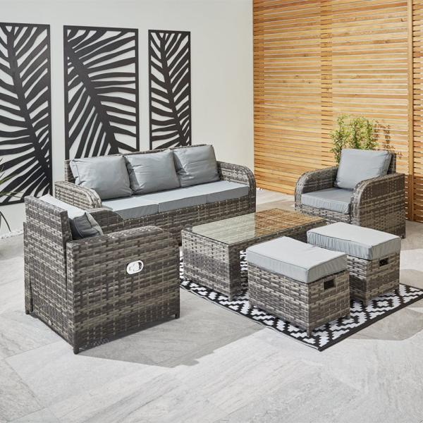 All Weather Rattan Outdoor Sofa Set Three Seater L182xW70xH78cm Cushion Thickness 9cm