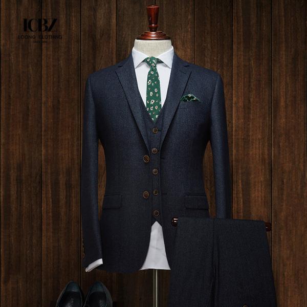 2 Pieces Blazer Vest Pants Set for Men's Slim Fit Wedding Suit Business Formal Wear