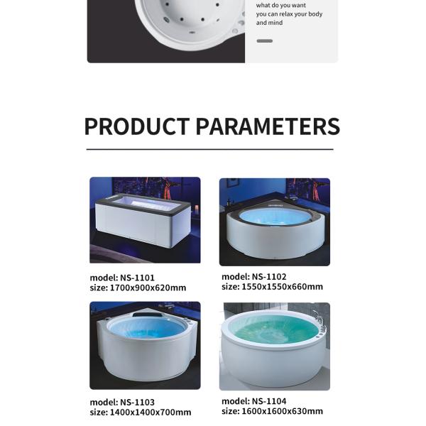 White Acrylic Massage Bathtub with Stainless Steel Frame