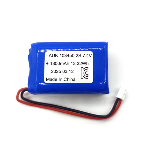 Commercialisation en gros de batterie polymère de 7,4 V 1800 mAh pour appareils de beauté, batterie rechargeable Li-polymère de 3,7 V certifiée KC modèle 103450