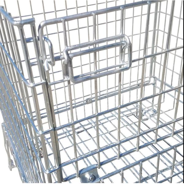 Galvanized Collapsible Wire Container / Wire Mesh Palle Cage For Warehouse